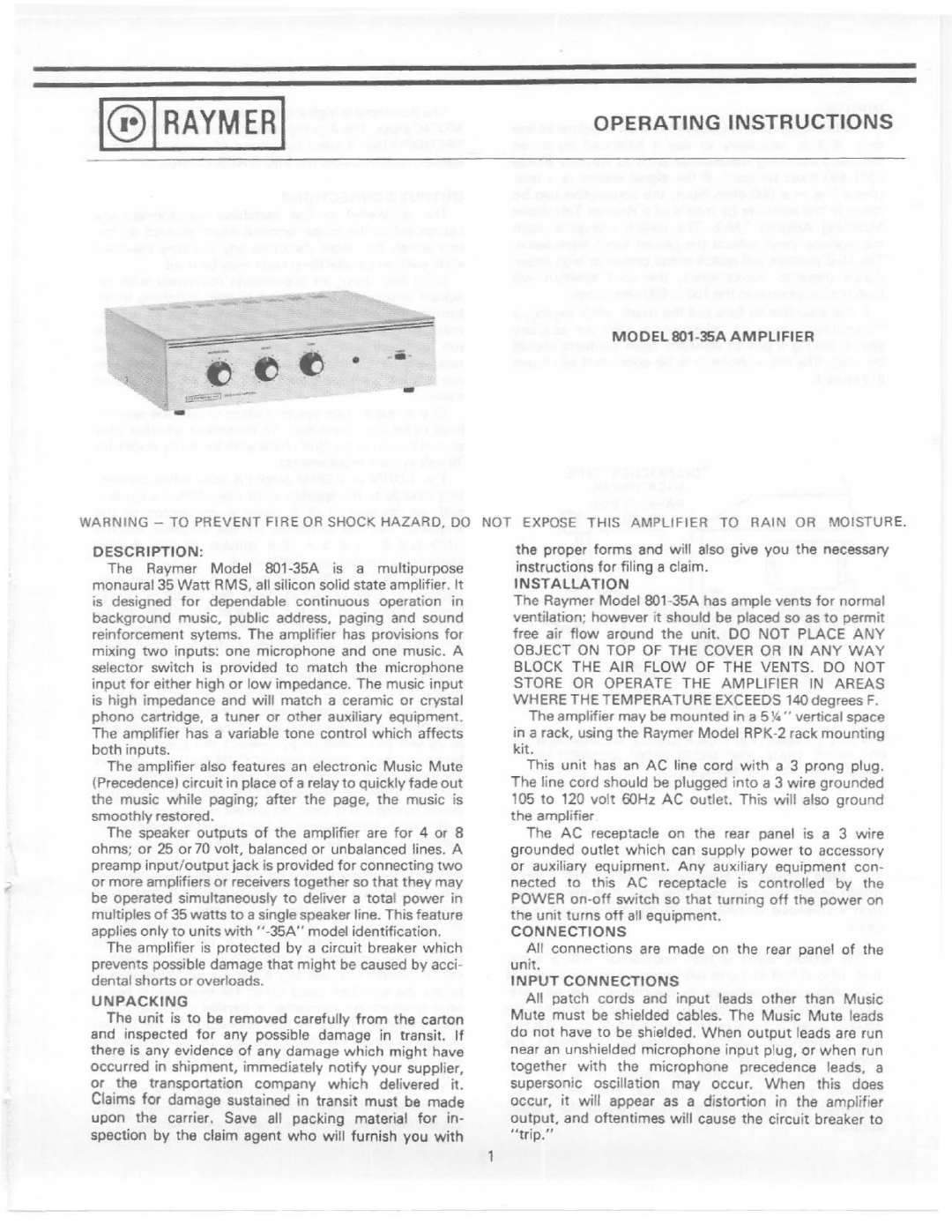 Telex 801-35A manual 