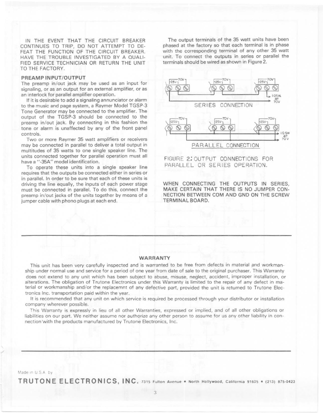 Telex 801-35A manual 