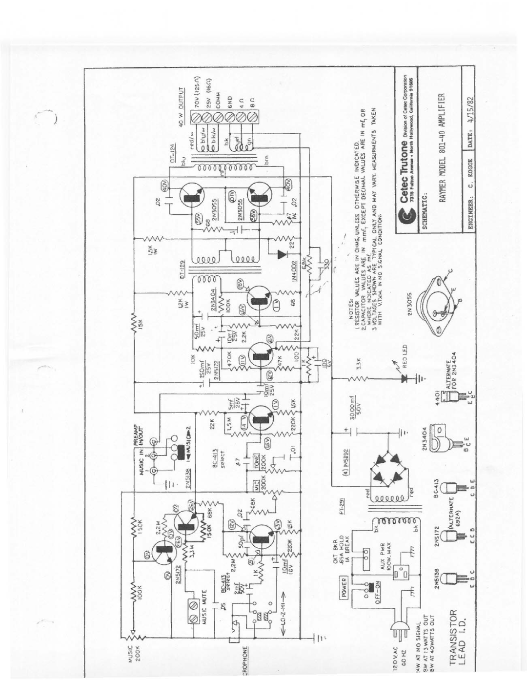 Telex 801-40 manual 