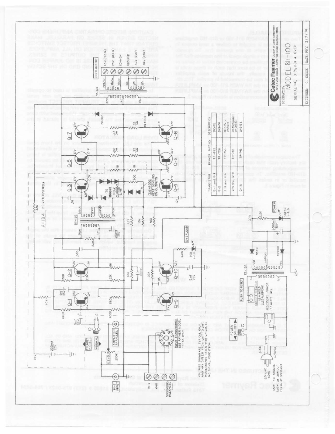 Telex 811-100 manual 