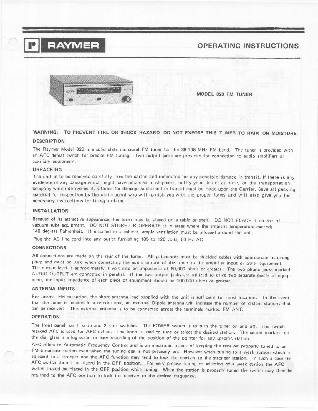 Telex 820 manual 