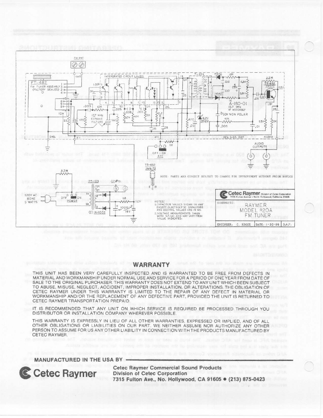 Telex 820 manual 