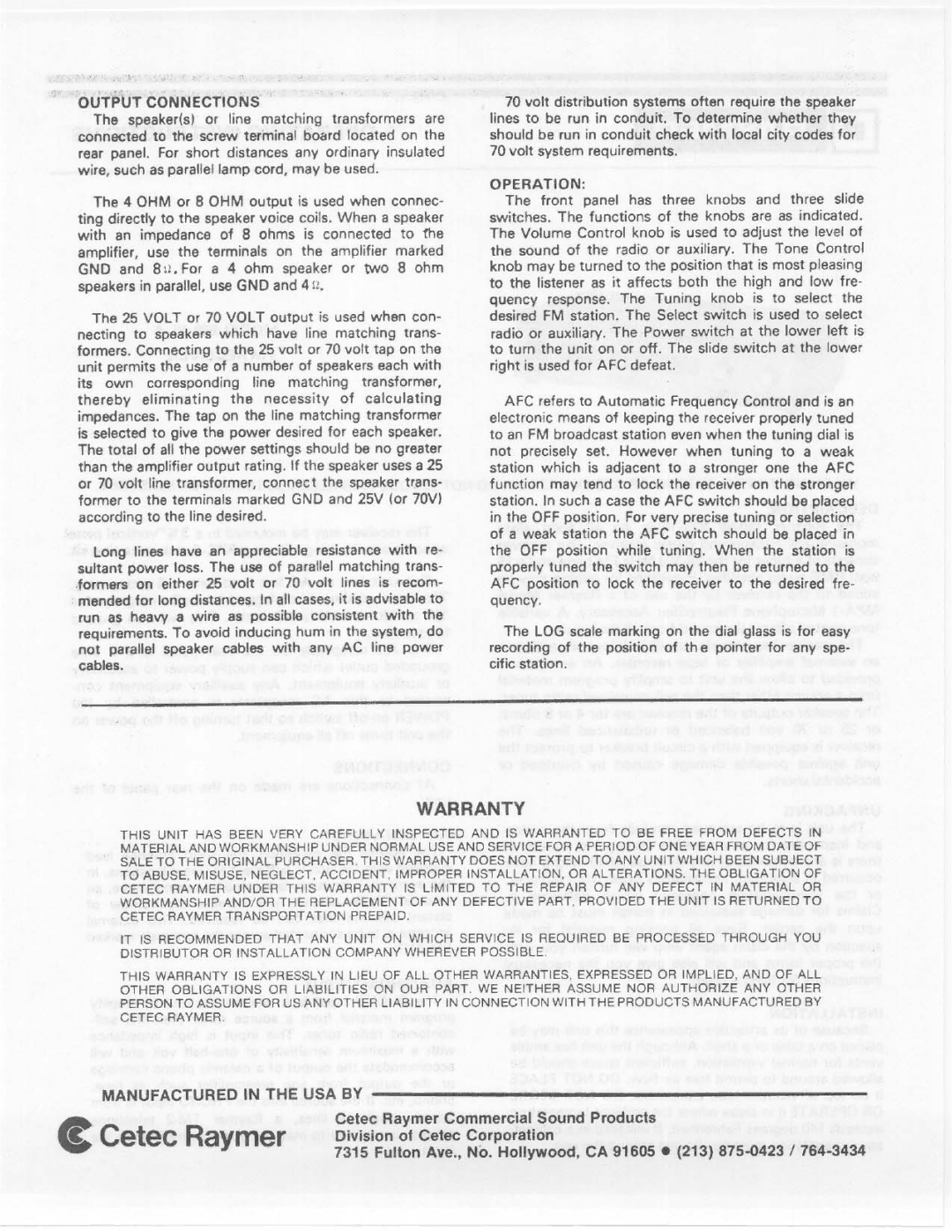 Telex 829-15 A manual 