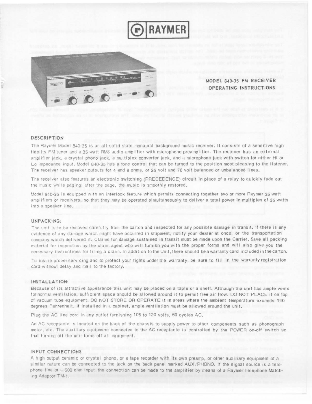 Telex 840-35 manual 