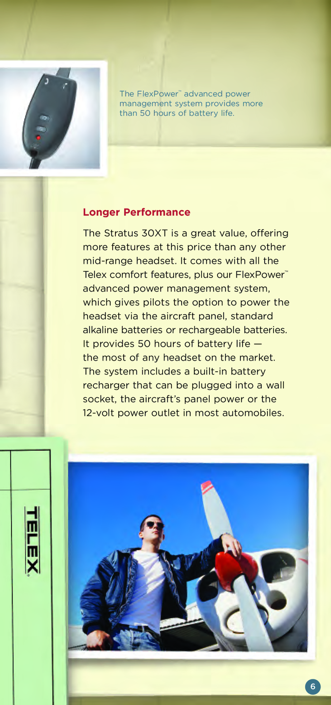 Telex Aviation Headsets manual Longer Performance 