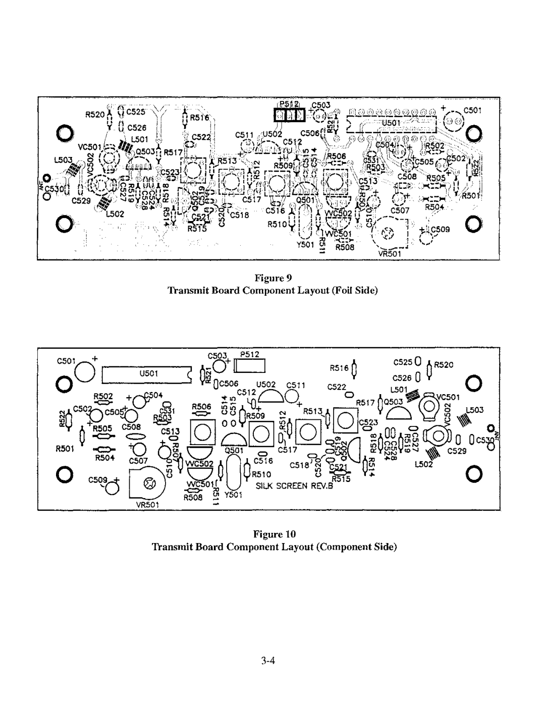 Telex BTR-200 Series manual +~04, ~@C501, Transmit Board Component Layout Foil Side 