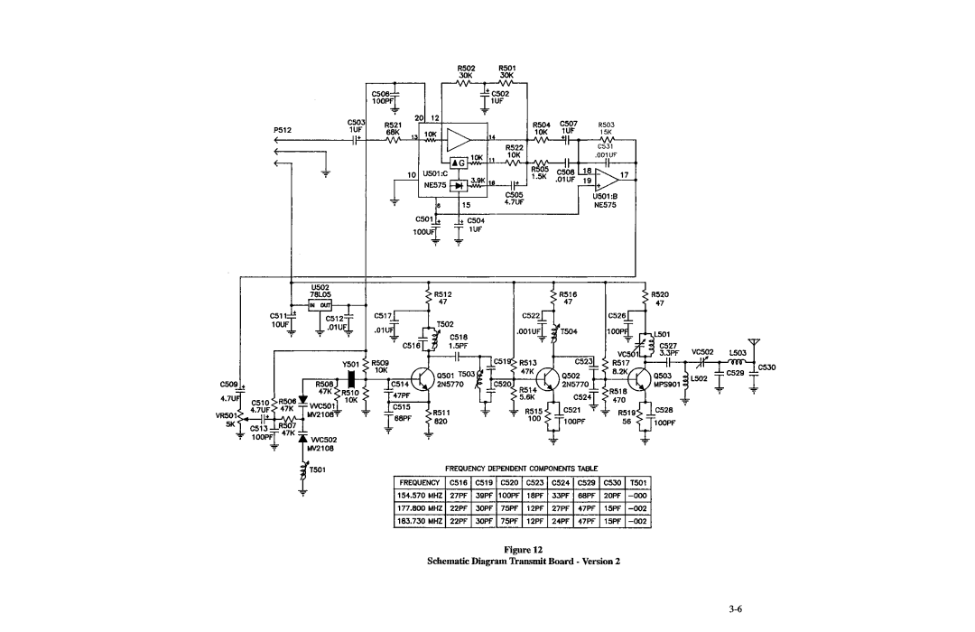 Telex BTR-200 Series manual 100P~, Schematic Diagram Transmit Board Version 