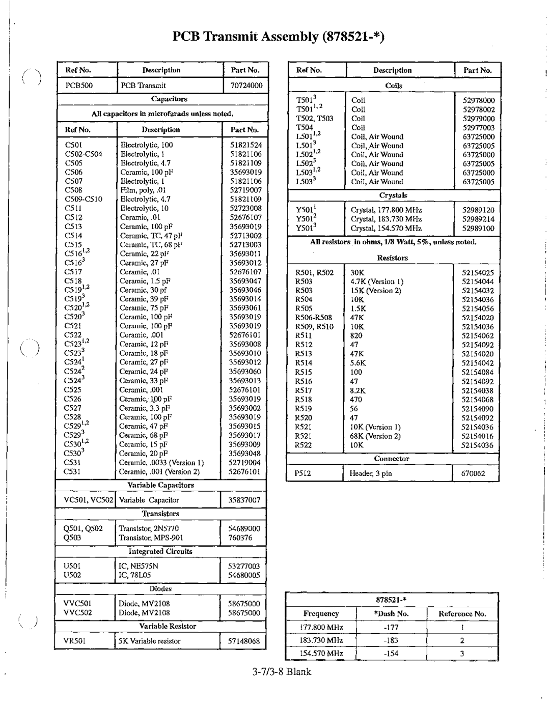 Telex BTR-200 Series manual PCB Transmit Assembly 