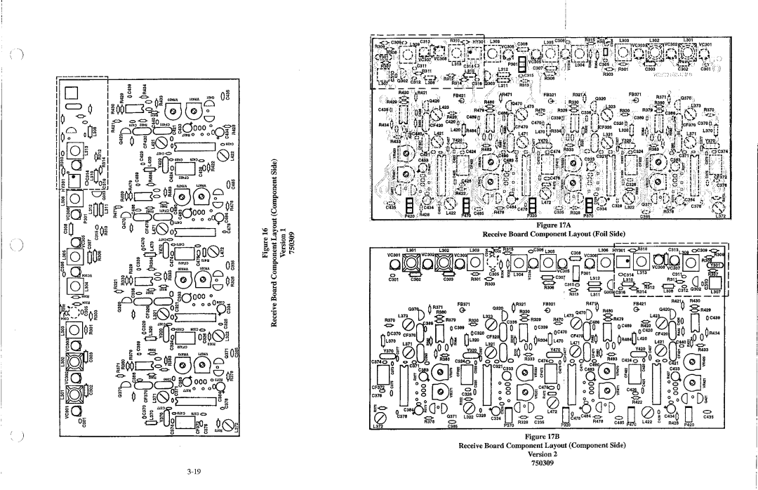 Telex BTR-200 Series manual I6i?7, Receive Board Componen~Layout Foil Side, L4~, CJo 