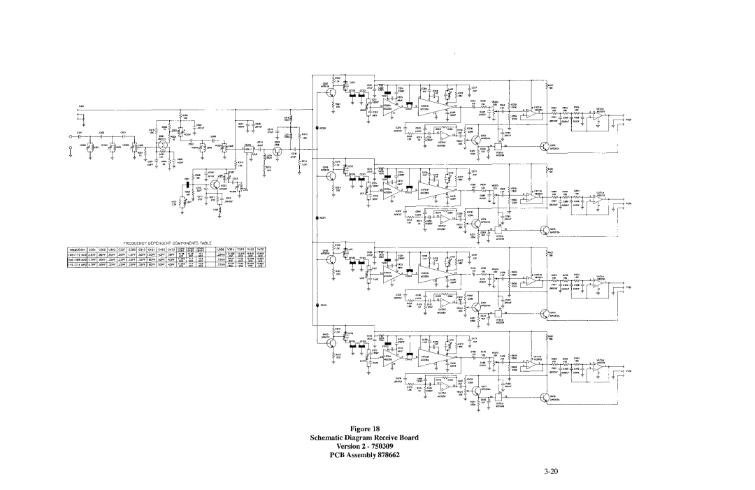 Telex BTR-200 Series manual CJl~VOB, Frequency Dependent Components Table 