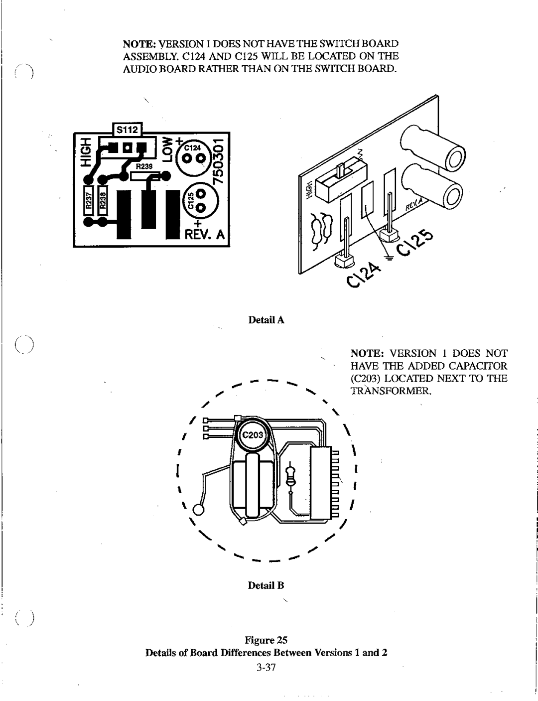 Telex BTR-200 Series manual LI~-.=Joqa ~.C·@5It, Details of Board Differences Between Versions 1 