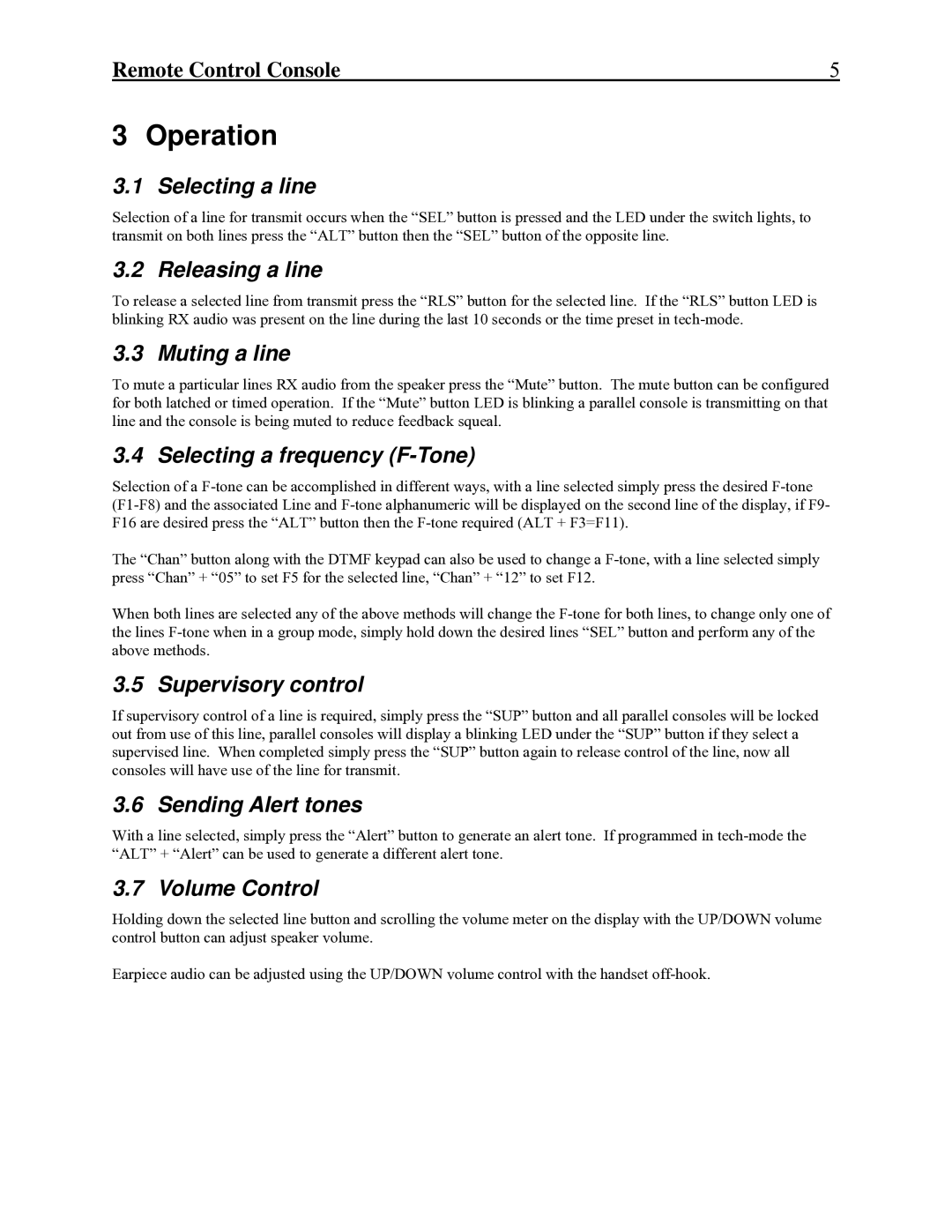 Telex C-2002 technical manual Operation 