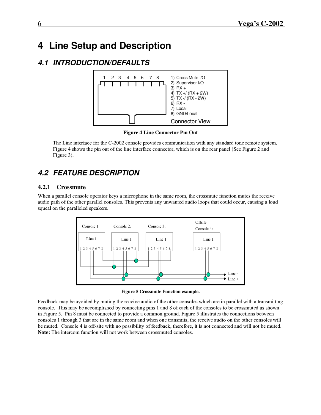 Telex C-2002 technical manual Line Setup and Description, Crossmute 