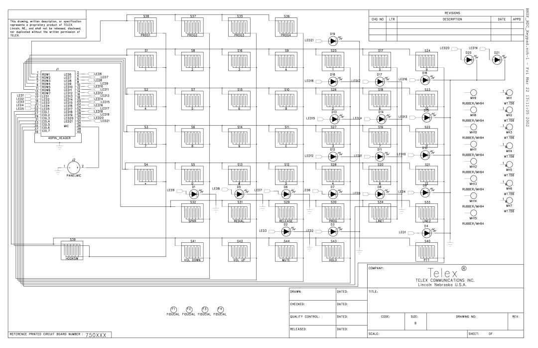 Telex C-2002 technical manual BNSFRDCKeypad.sch-1 Fri Mar 22 131105 