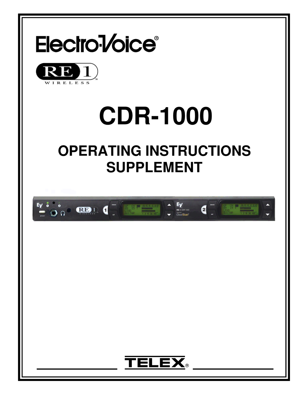 Telex CDR-1000 operating instructions 