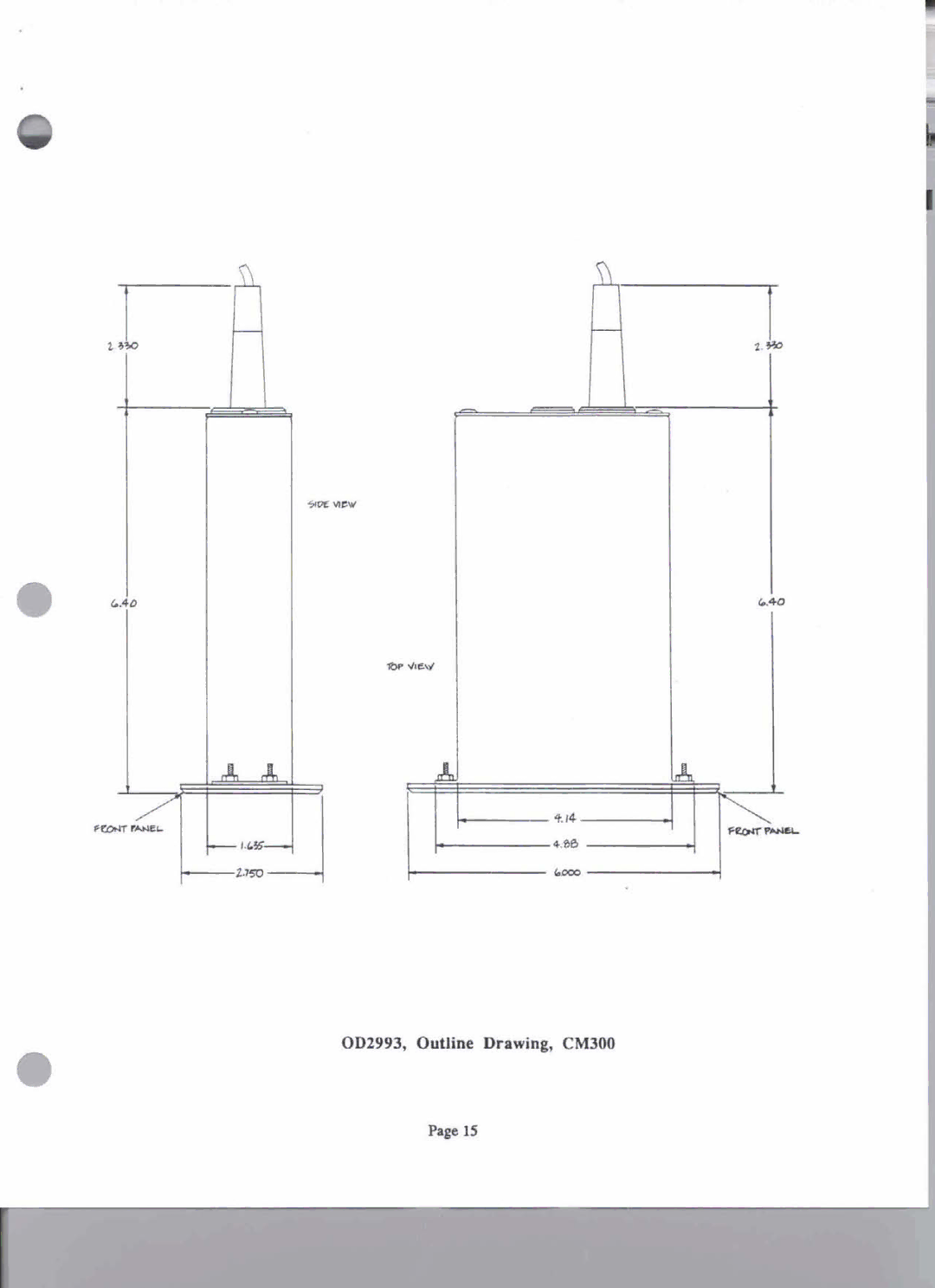 Telex CM300, RM300 user manual 0D2993, Outline Drawing, CM3OO 