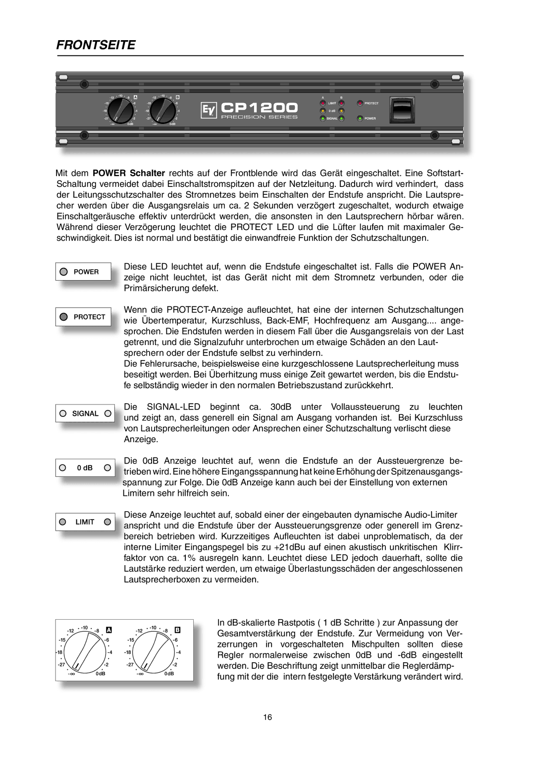 Telex CP 1200 owner manual Frontseite 