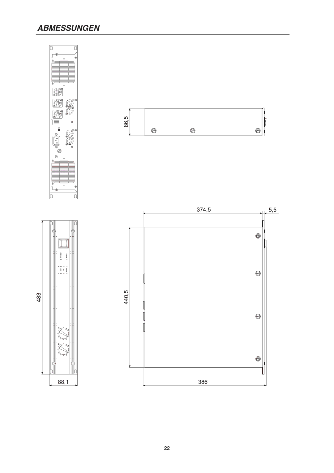 Telex CP 1200 owner manual Abmessungen 