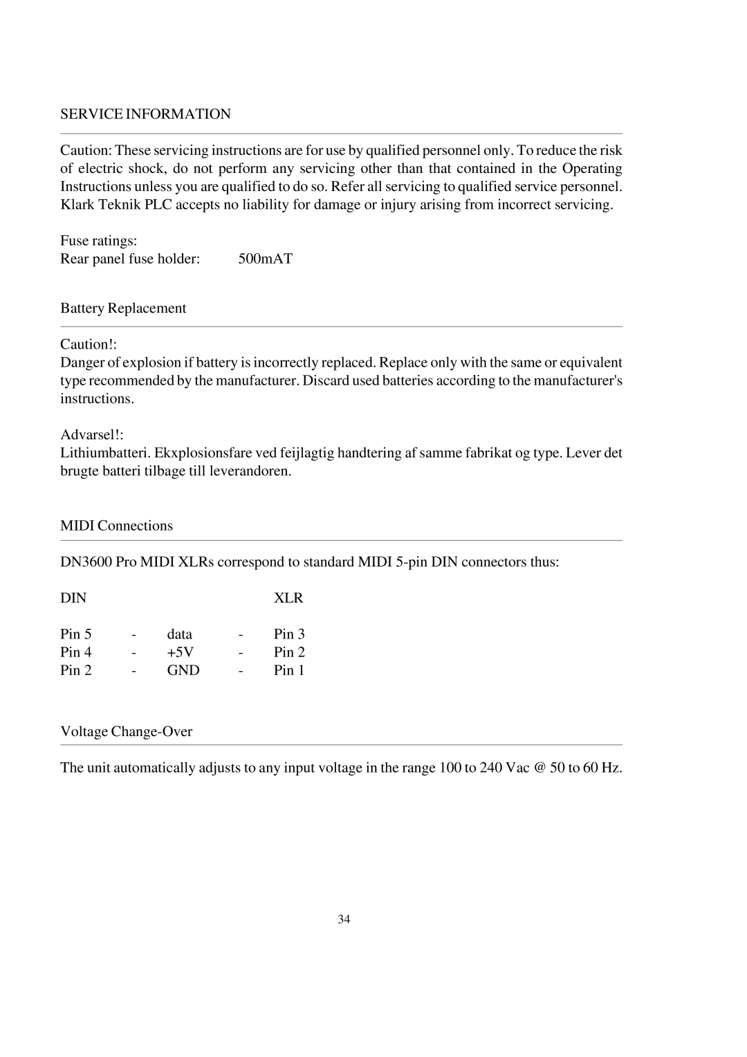 Telex DN3600C service manual Din Xlr, Gnd 