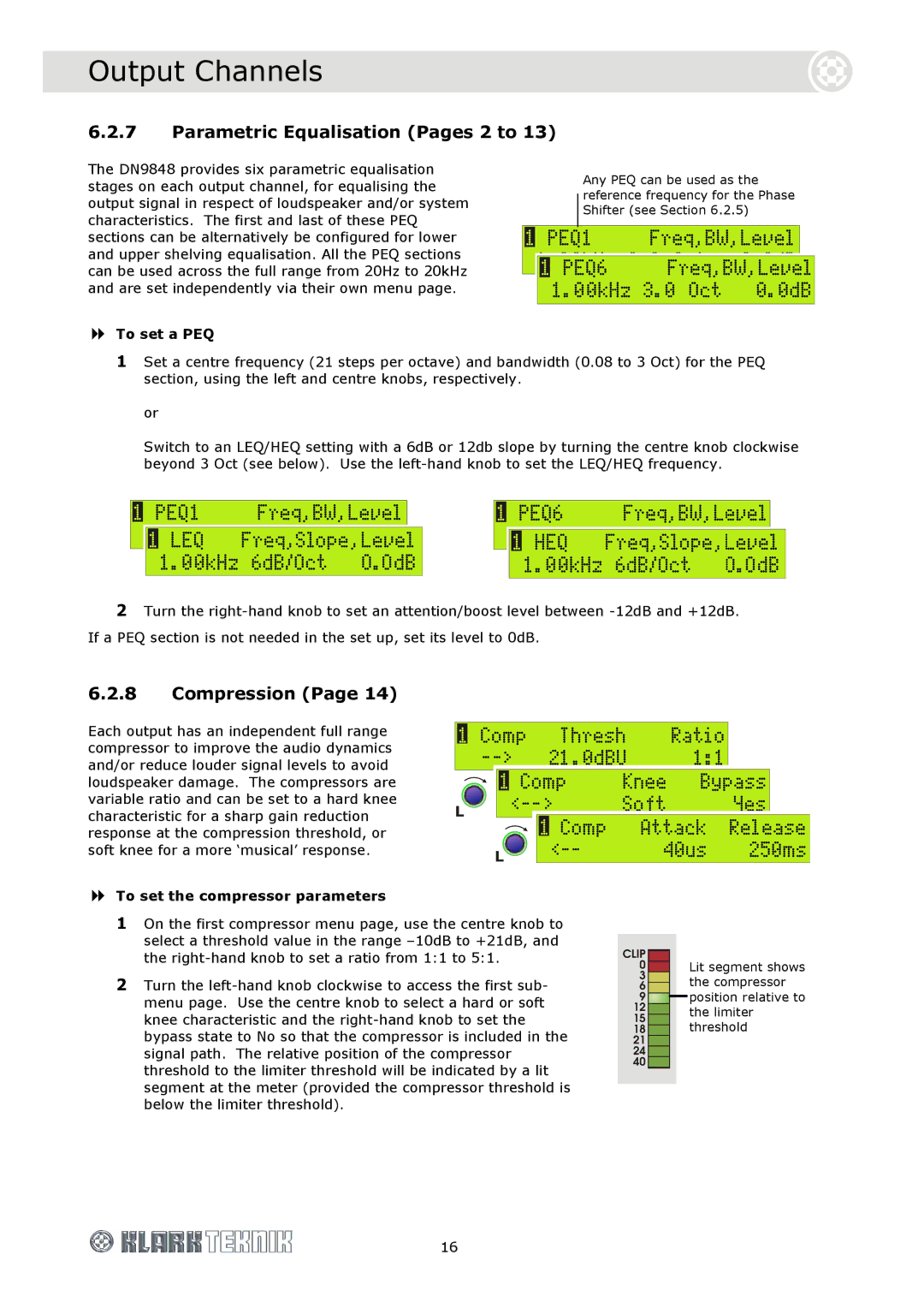 Telex DOC02-DN9848, DN9848 Loudspeaker Processor specifications Parametric Equalisation Pages 2 to 