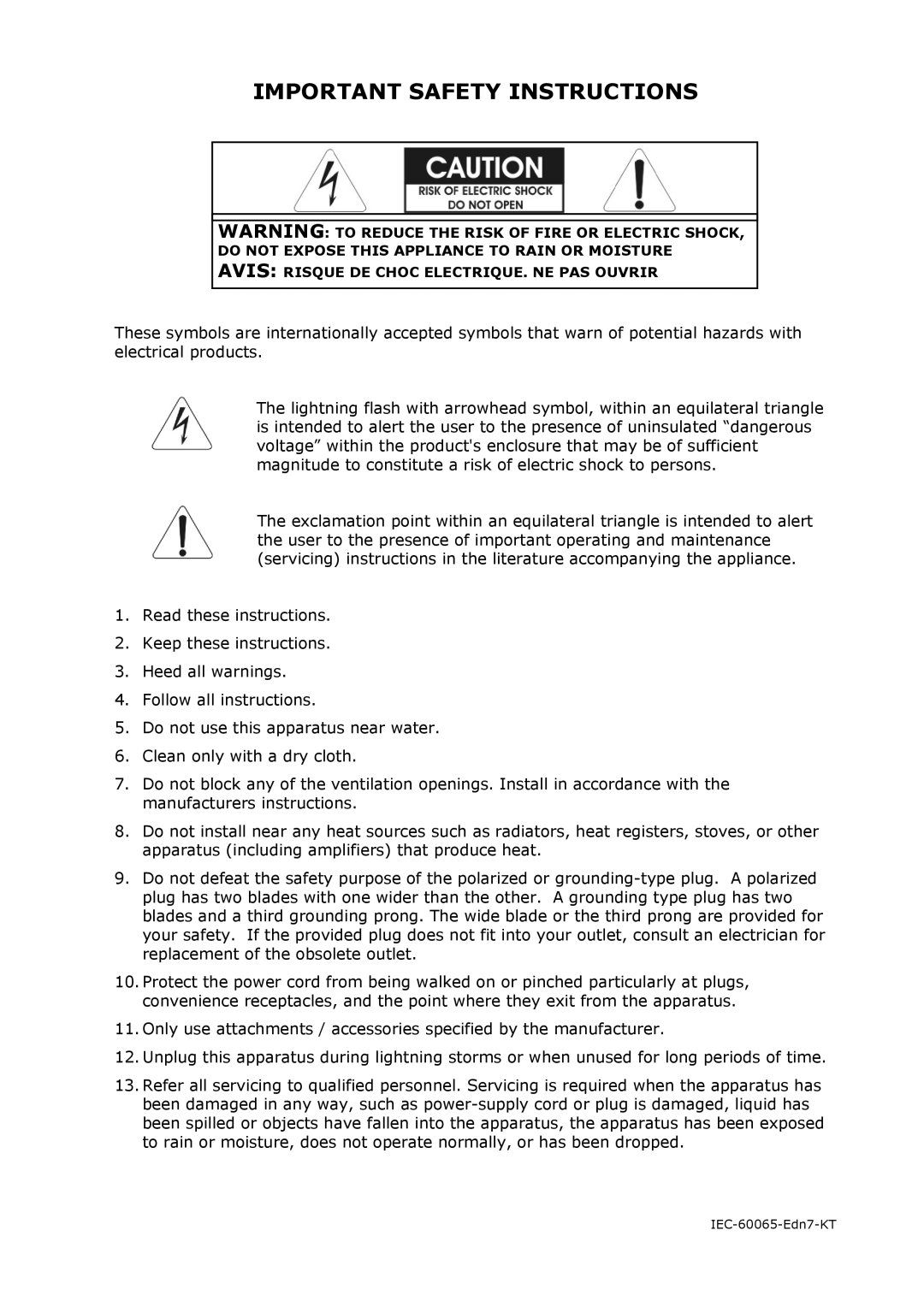 Telex DN9848 Loudspeaker Processor, DOC02-DN9848 specifications Important Safety Instructions 