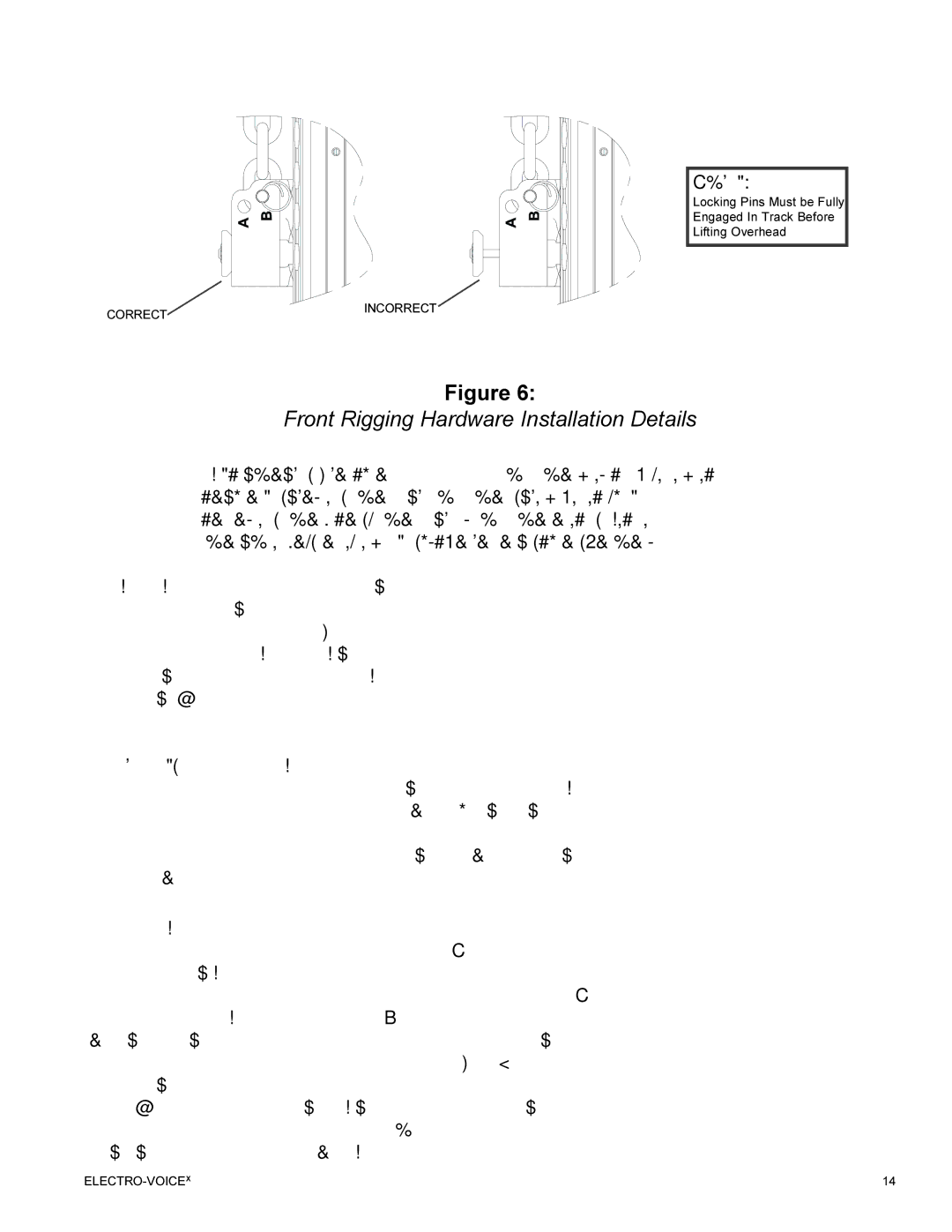 Telex ELECTRO-VOICE X-Line TM manual Front Rigging Hardware Installation Details 