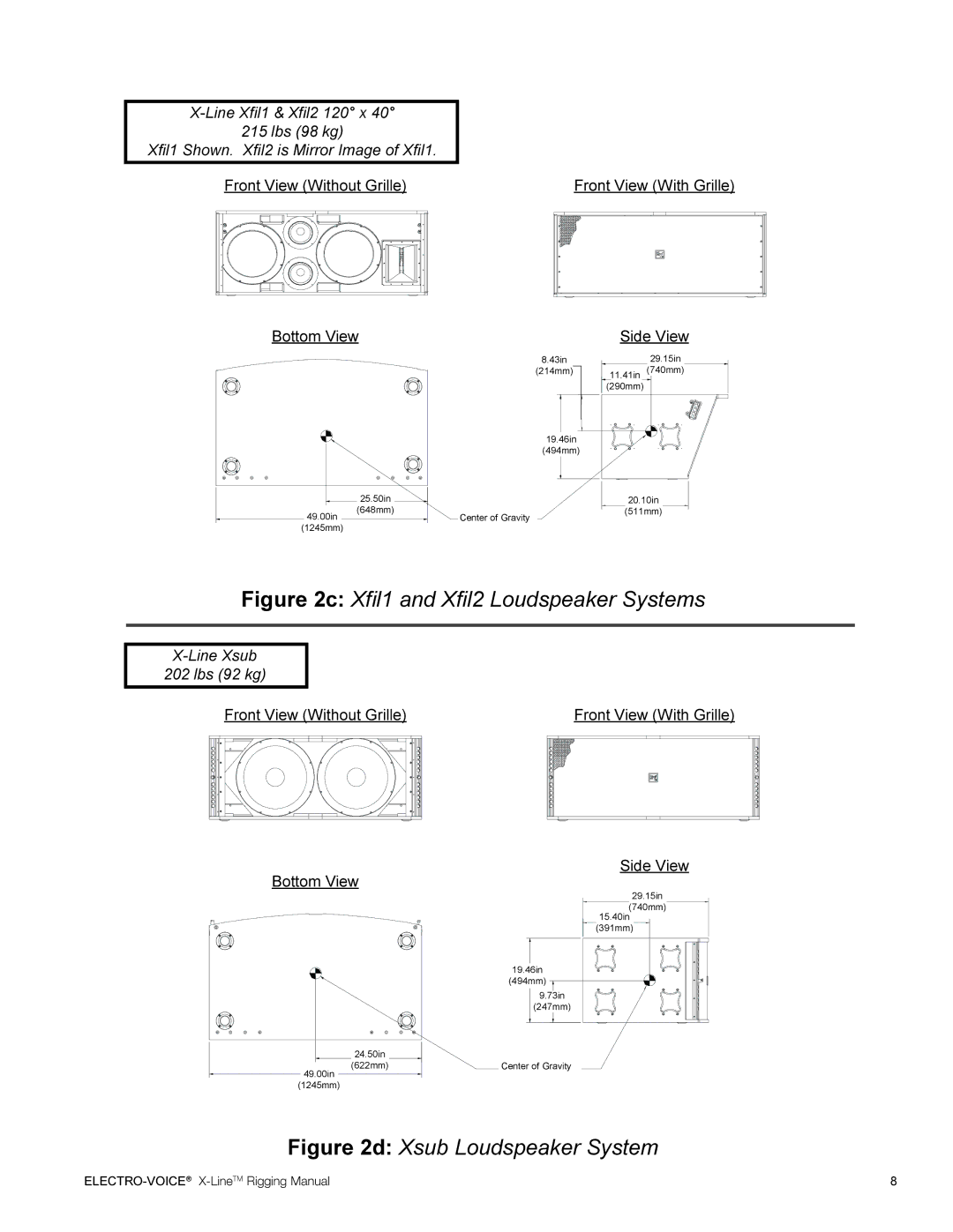 Telex ELECTRO-VOICE X-Line TM manual Xfil1 and Xfil2 Loudspeaker Systems 