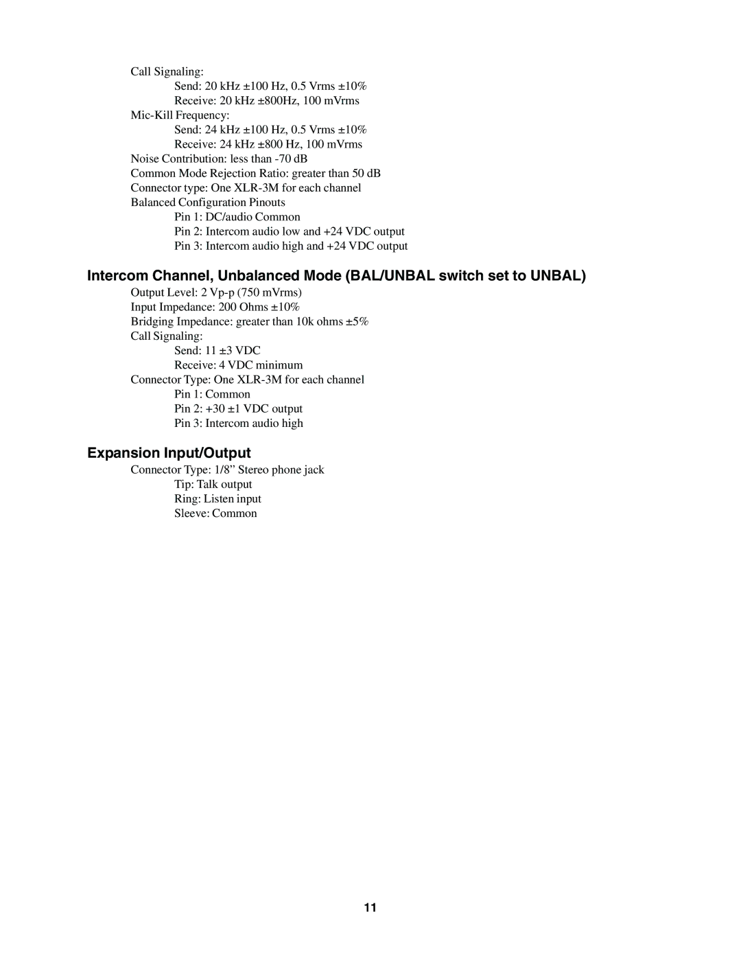 Telex EMS-4001 manual Expansion Input/Output 