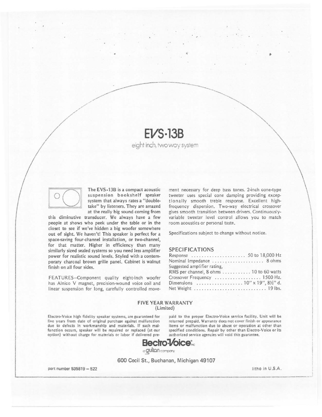 Telex EVS-13B manual 