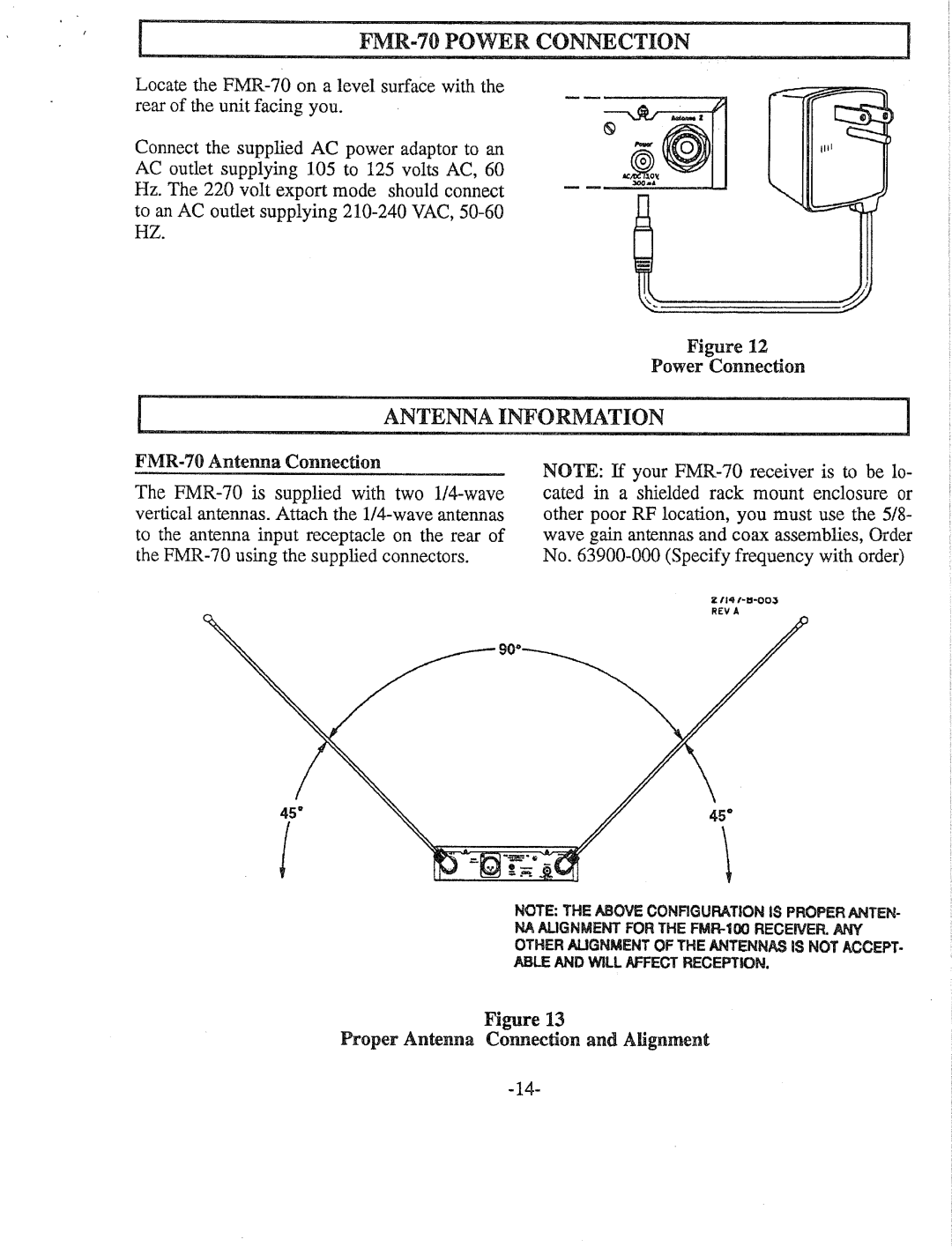 Telex FMR-70 manual 