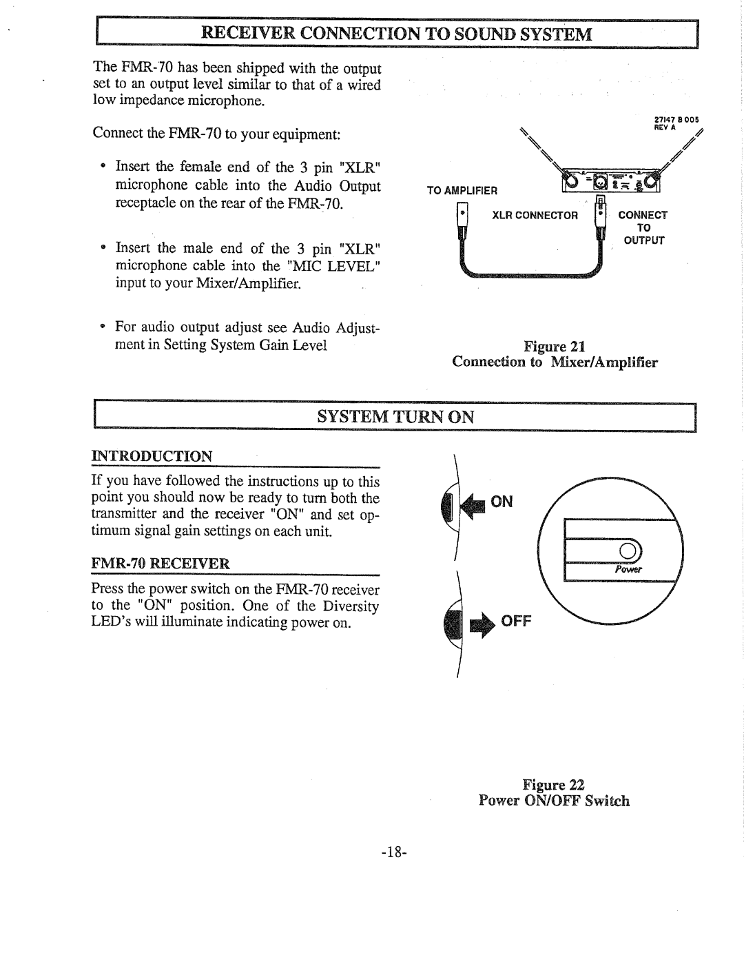 Telex FMR-70 manual 