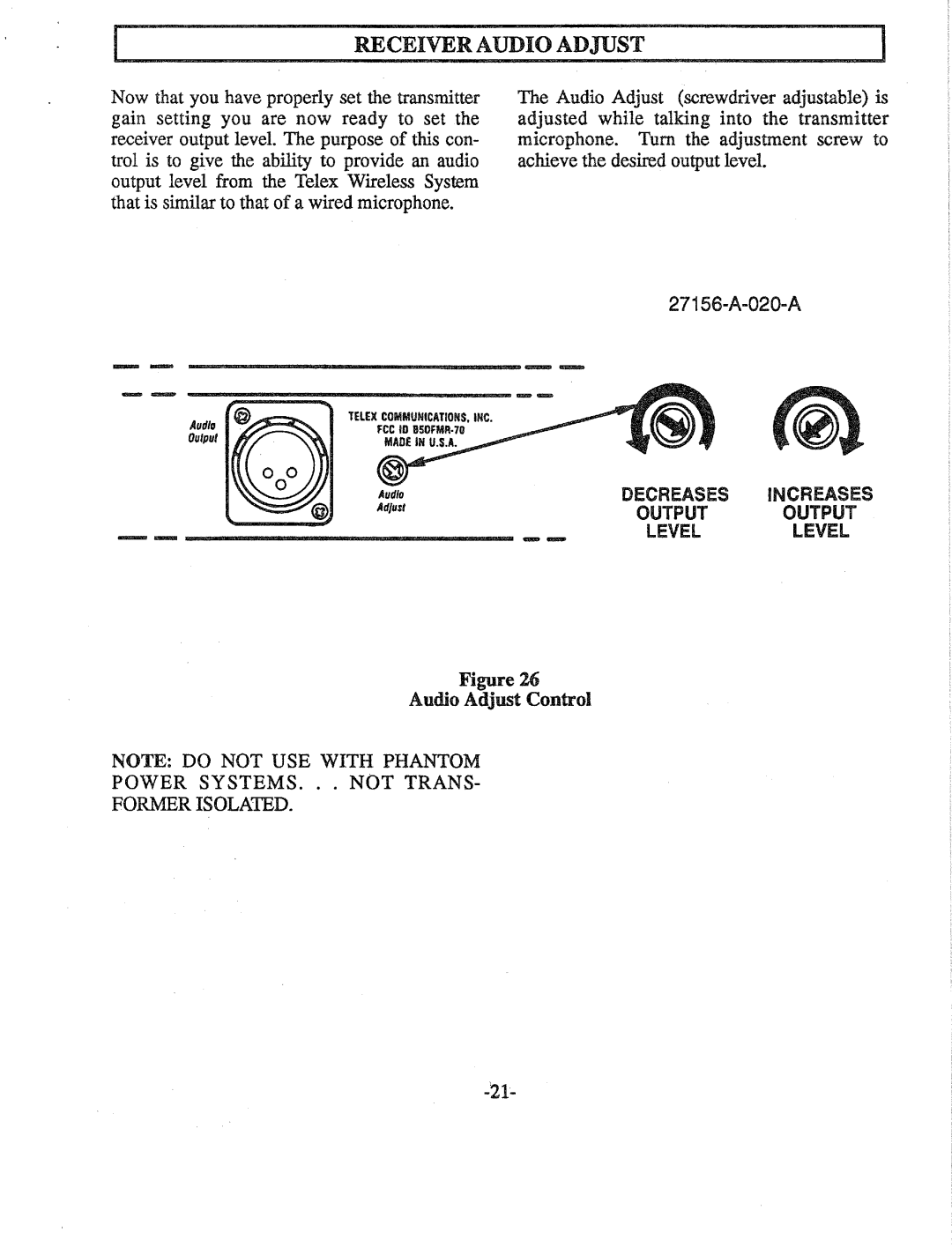 Telex FMR-70 manual 