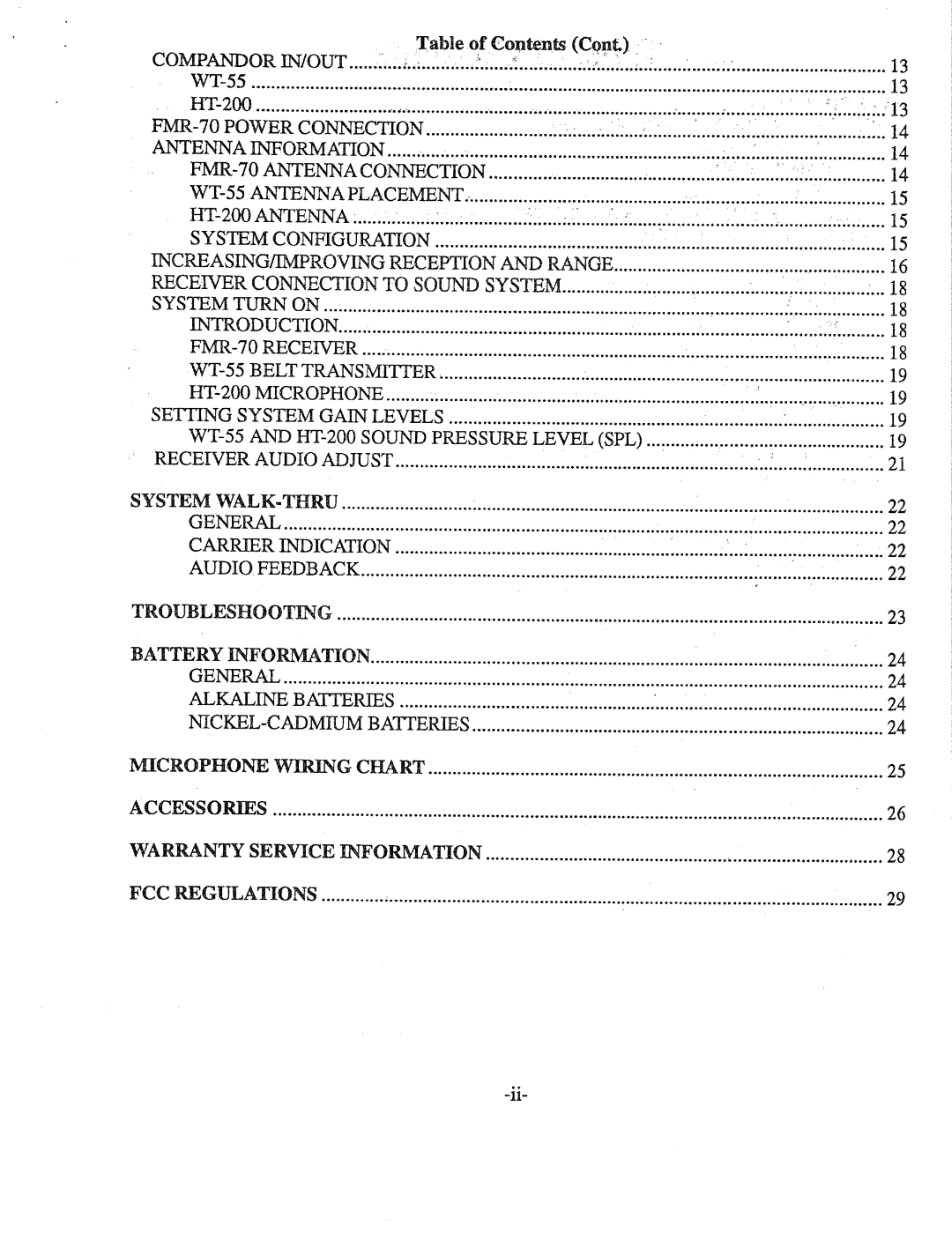 Telex FMR-70 manual 