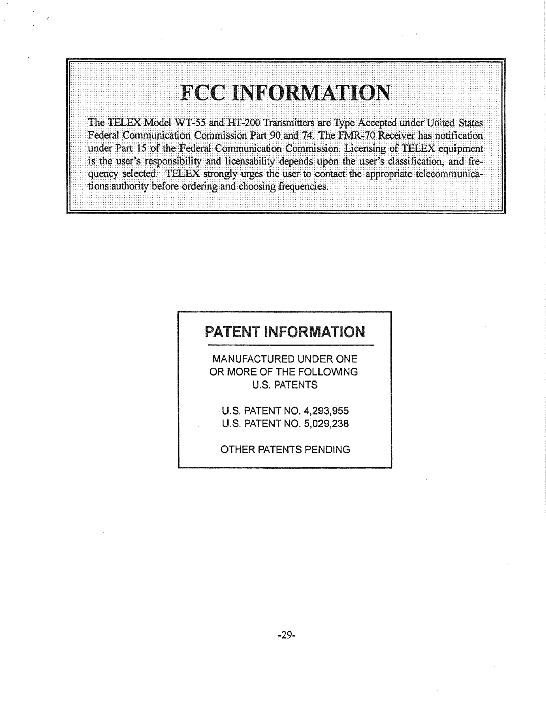 Telex FMR-70 manual 