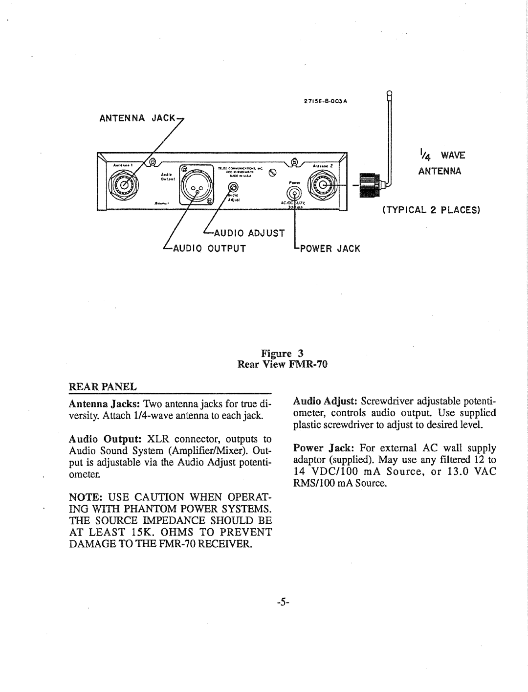 Telex FMR-70 manual 