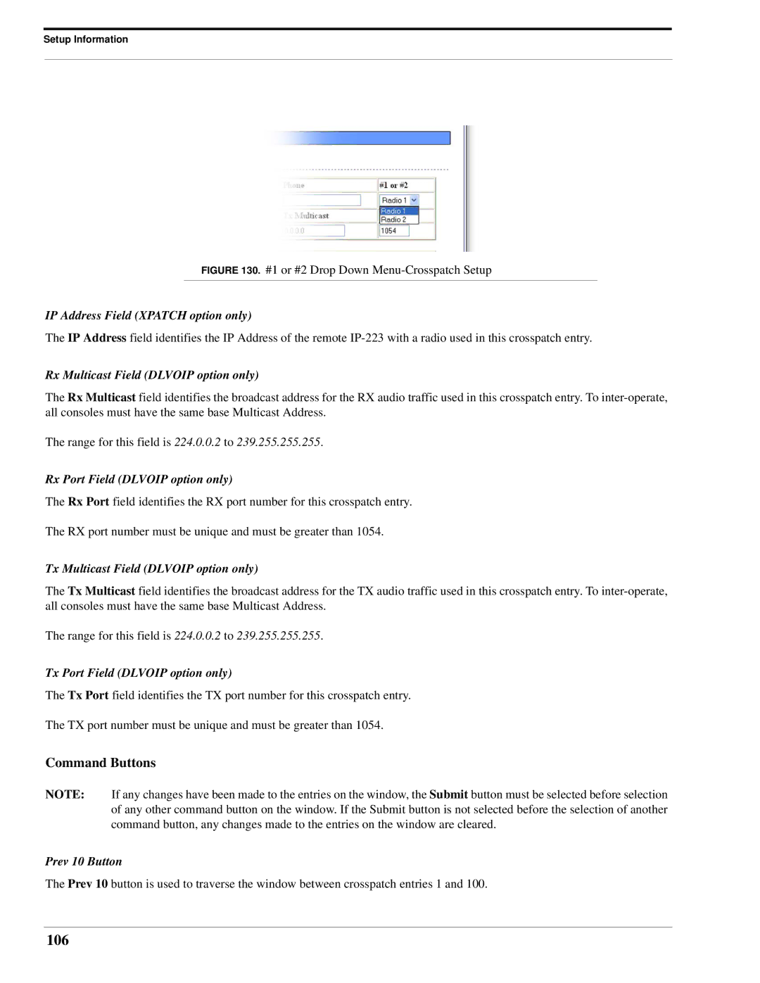 Telex IP-223 technical manual 106, Command Buttons 