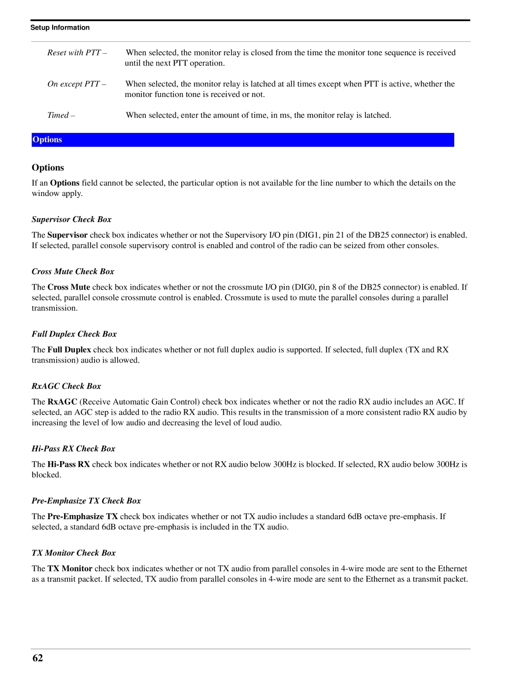 Telex IP-223 technical manual Options 