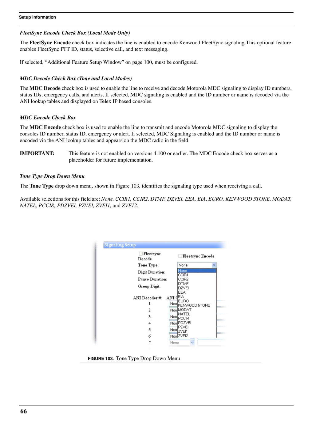 Telex IP-223 FleetSync Encode Check Box Local Mode Only, MDC Decode Check Box Tone and Local Modes, MDC Encode Check Box 