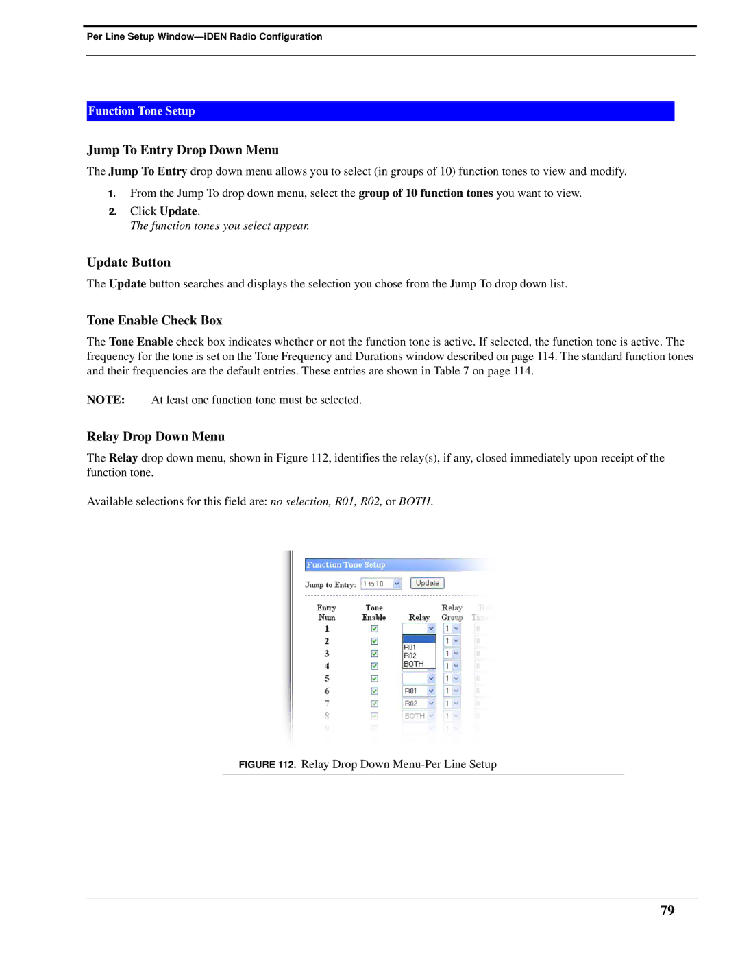 Telex IP-223 technical manual Jump To Entry Drop Down Menu 