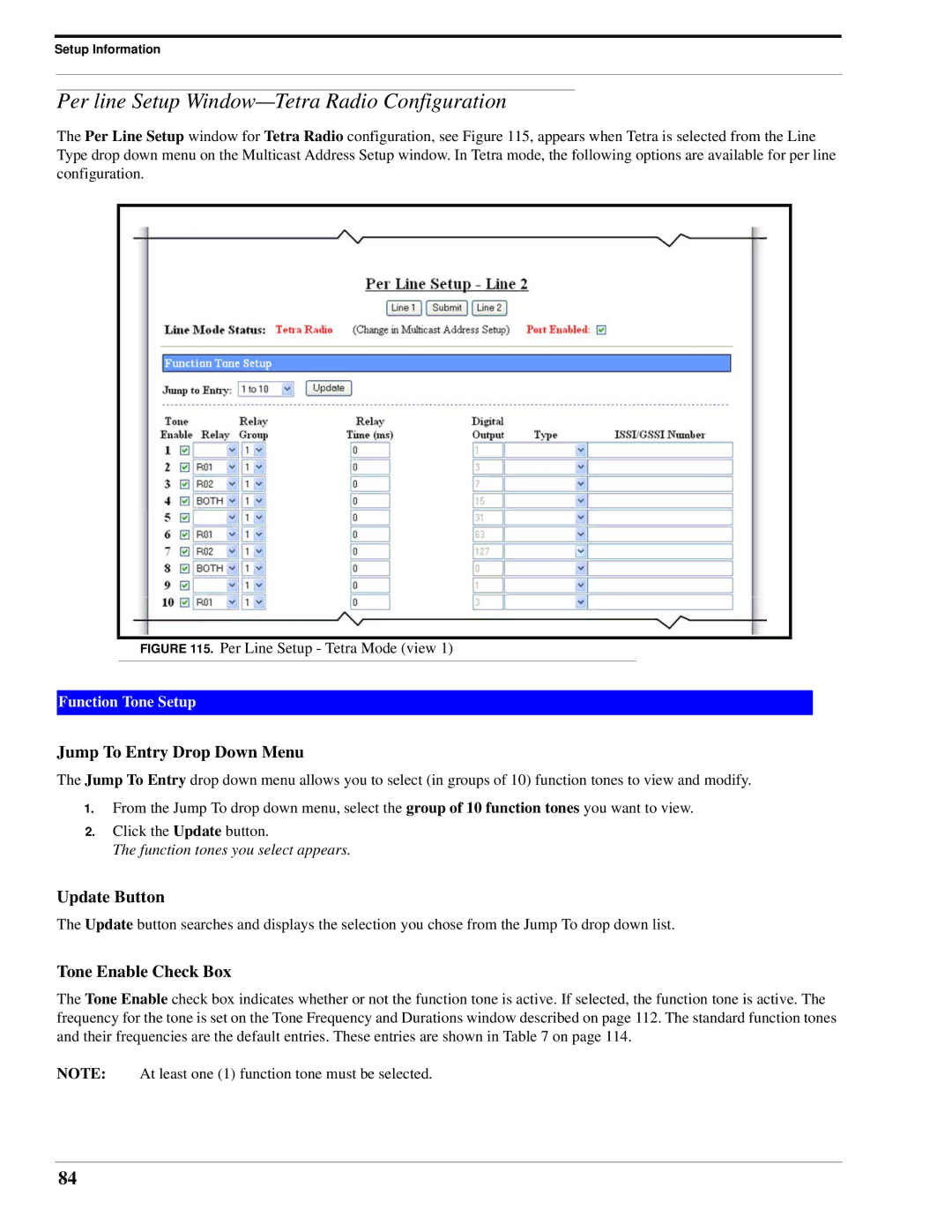 Telex IP-223 technical manual Per line Setup Window-Tetra Radio Configuration, Per Line Setup Tetra Mode view 