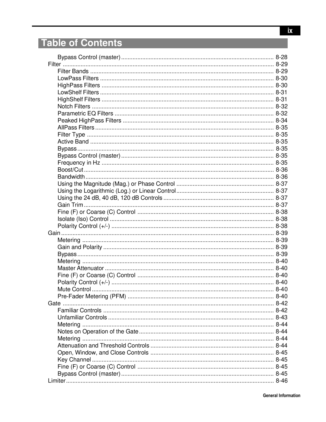 Telex ISP-100 manual Table of Contents 