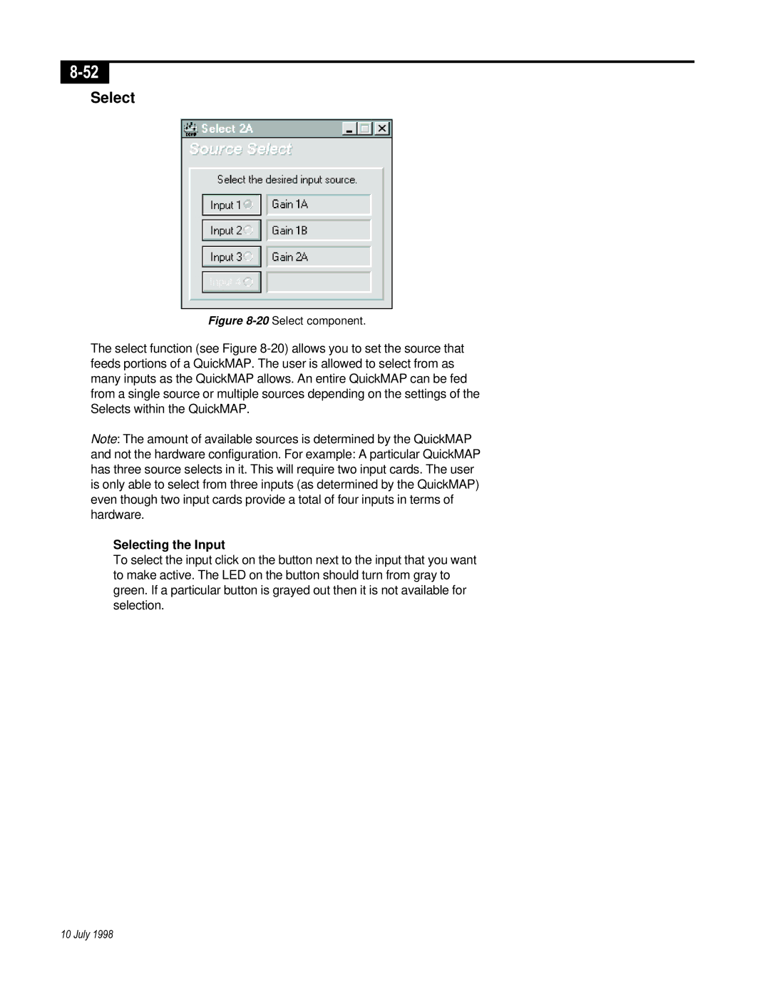 Telex ISP-100 manual Selecting the Input 