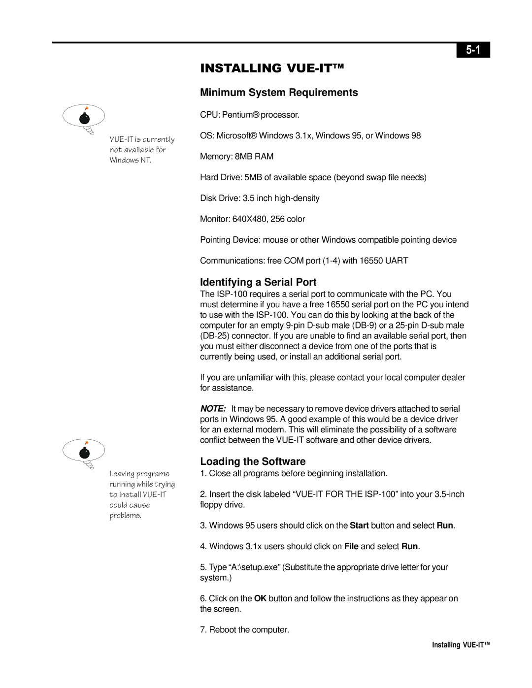 Telex ISP-100 manual Minimum System Requirements, Identifying a Serial Port, Loading the Software 