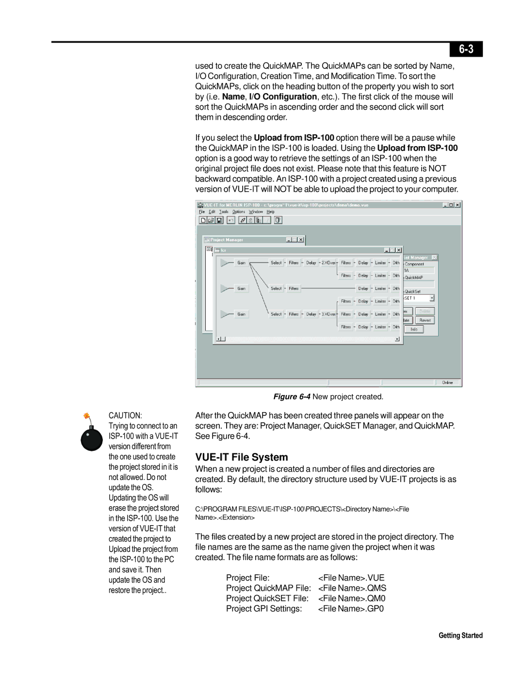 Telex ISP-100 manual VUE-IT File System, 4New project created 