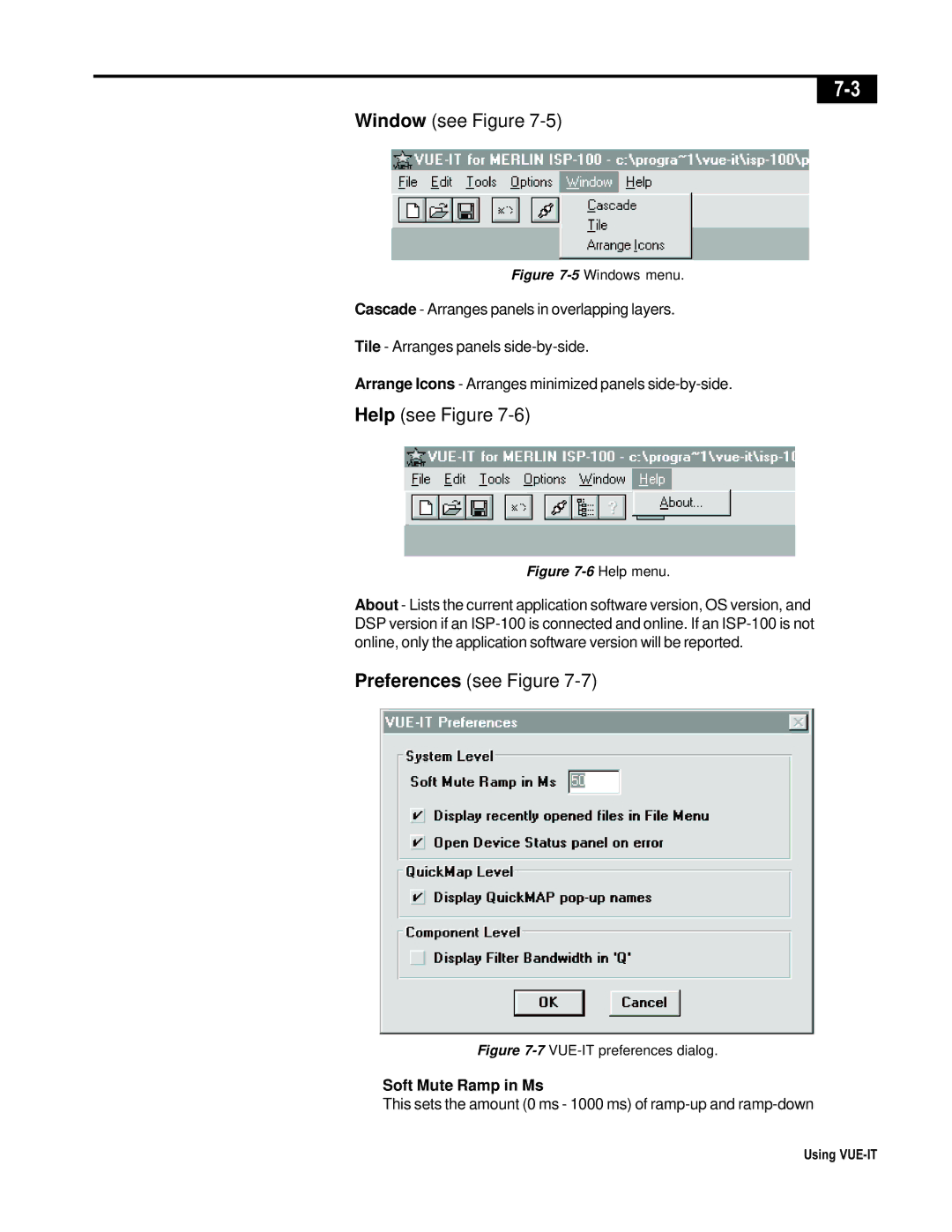 Telex ISP-100 manual Window see Figure, Soft Mute Ramp in Ms 