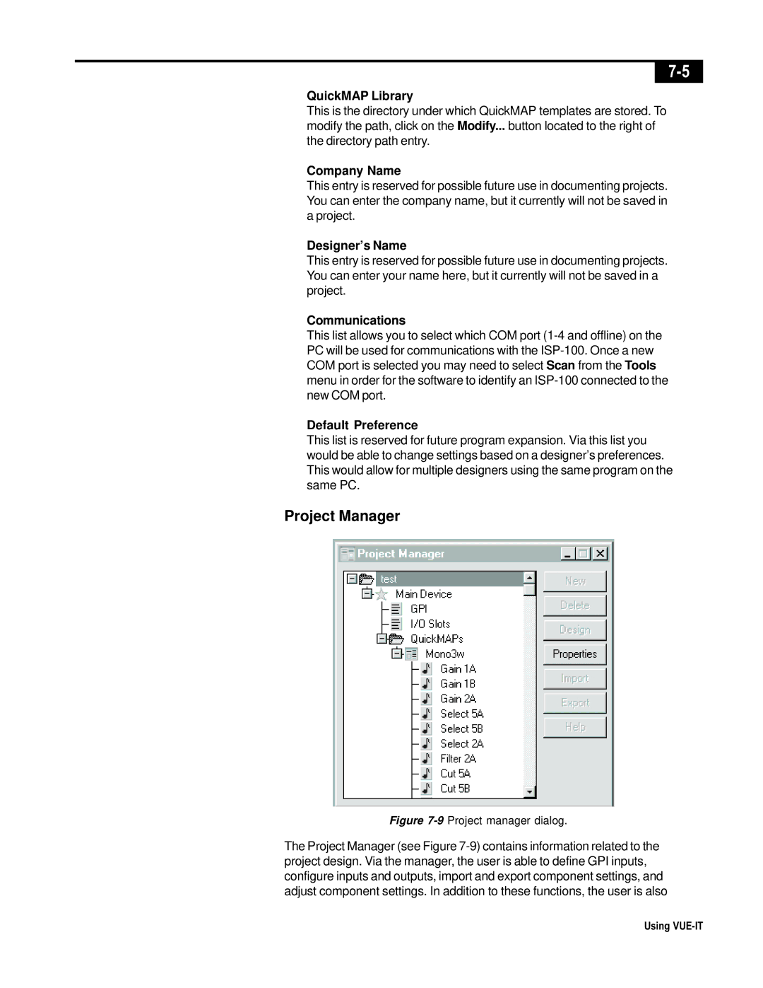 Telex ISP-100 manual Project Manager 