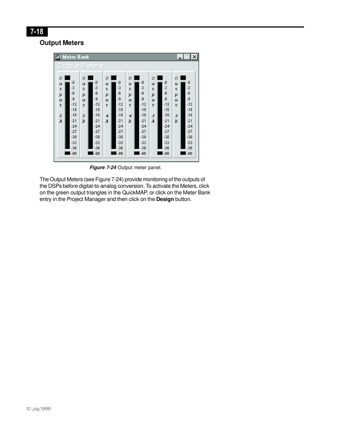 Telex ISP-100 manual Output Meters 