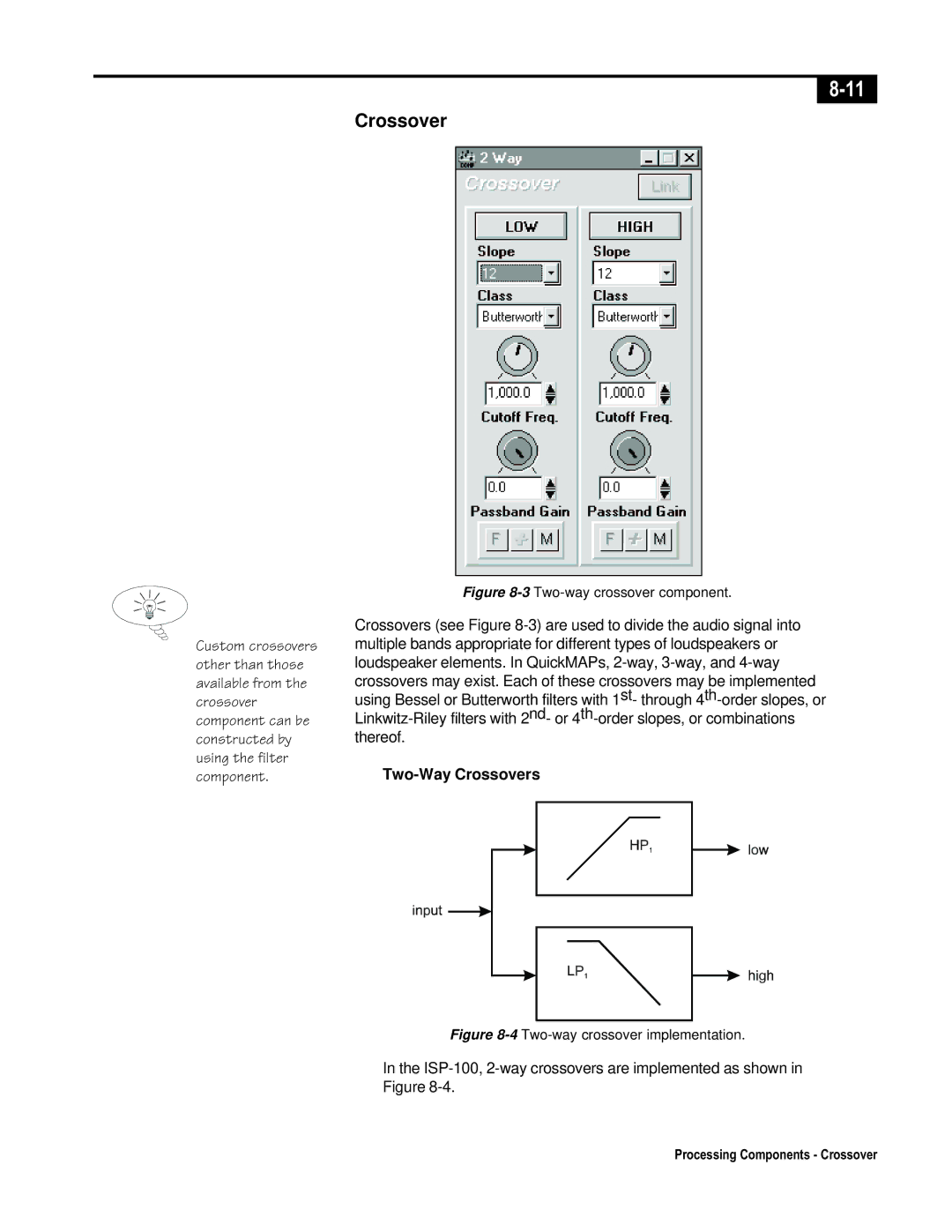 Telex ISP-100 manual Two-Way Crossovers 