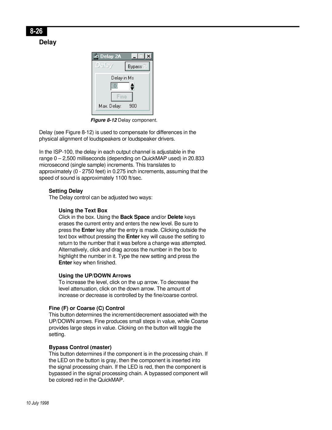 Telex ISP-100 manual Setting Delay 