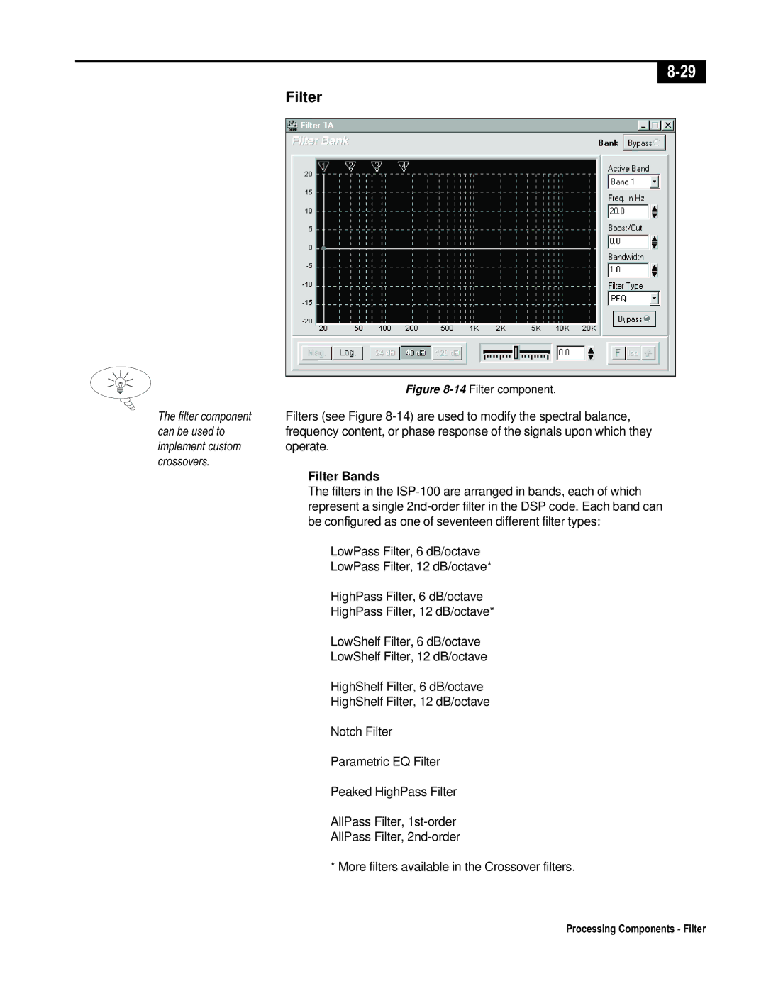 Telex ISP-100 manual Filter Bands 